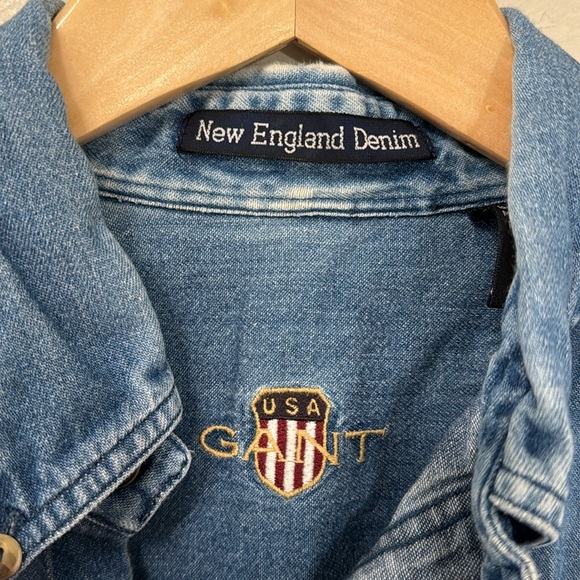 NEW ENGLAND DENIM USA Gant Shirt Button Down With Front Pockets Size Medium - Picture 5 of 8